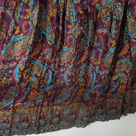 Venezia Paisley Purple Blue Midi Pull On Skirt - Picture 8 of 8